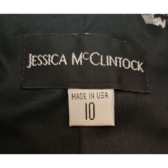 Jessica McClintock‎ Dress Size 10 Black Vintage 80s Lace Strapless Maxi Broach - Picture 10 of 11